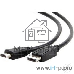 Кабель DisplayPort-HDMI Gembird/Cablexpert 1,8м, 20M/19M, черный, экран, пакет (CC-DP-HDMI-6)