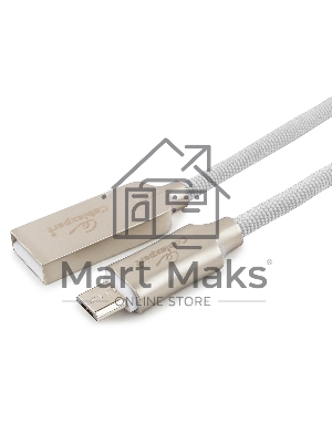 Кабель USB2.0 Cablexpert CC-P-mUSB02W-1M, AM/microB, серия Platinum, длина 1м, белый, блистер