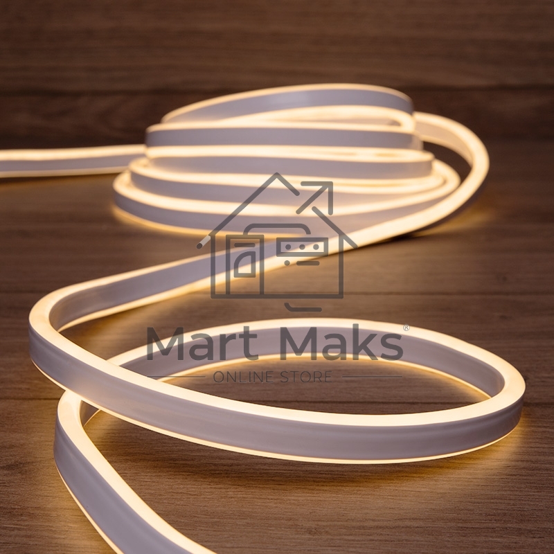Гибкий неон LED SMD 8х16 мм, двухсторонний, теплый белый, 120 LED/м, 5 м