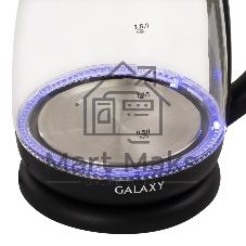 Чайник электрический Galaxy Line GL 0554, черный, стекло, 2000 Вт, 1,8 л, LED-подсветка, шкала уровня воды, корпус из термостойкого стекла
