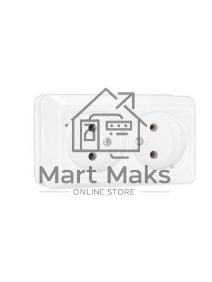 Розетка 2-м ОП Олимп 16А IP20 белый Universal О0102