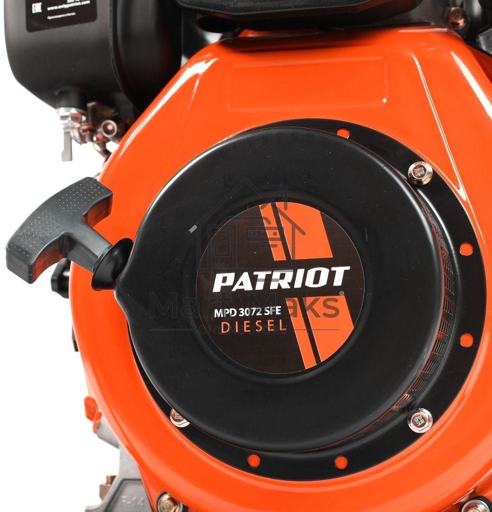 Мотопомпа PATRIOT MPD 3072 SFE4т дизель 296см3 5.7лс 75м3/ч 1200л/м глуб.8м напор25м 3'' бак3.5л