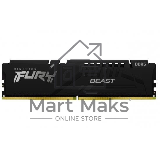 Оперативная память Kingston Fury Beast, DDR5, 16GB (1x16 GB), 5200 MHz, CL40, DIMM, с радиатором, черный