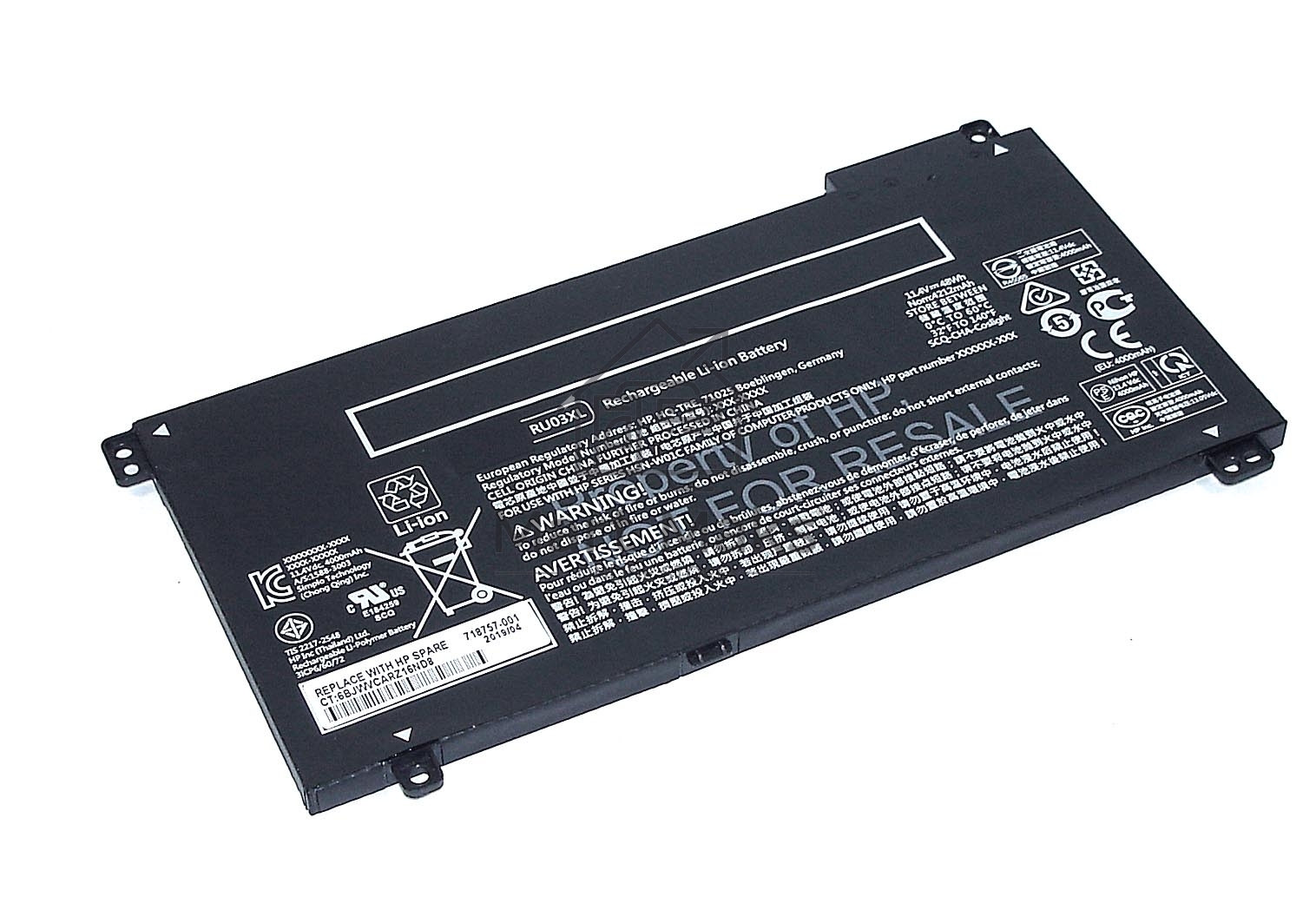 Аккумуляторная батарея для ноутбука HP ProBook x360 440 G1 (RU03XL) 11.4V 48Wh