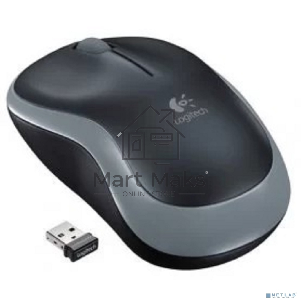 Мышь беспроводная Logitech M185 серый/черный, 1000 dpi, радиоканал, USB, кнопки - 3