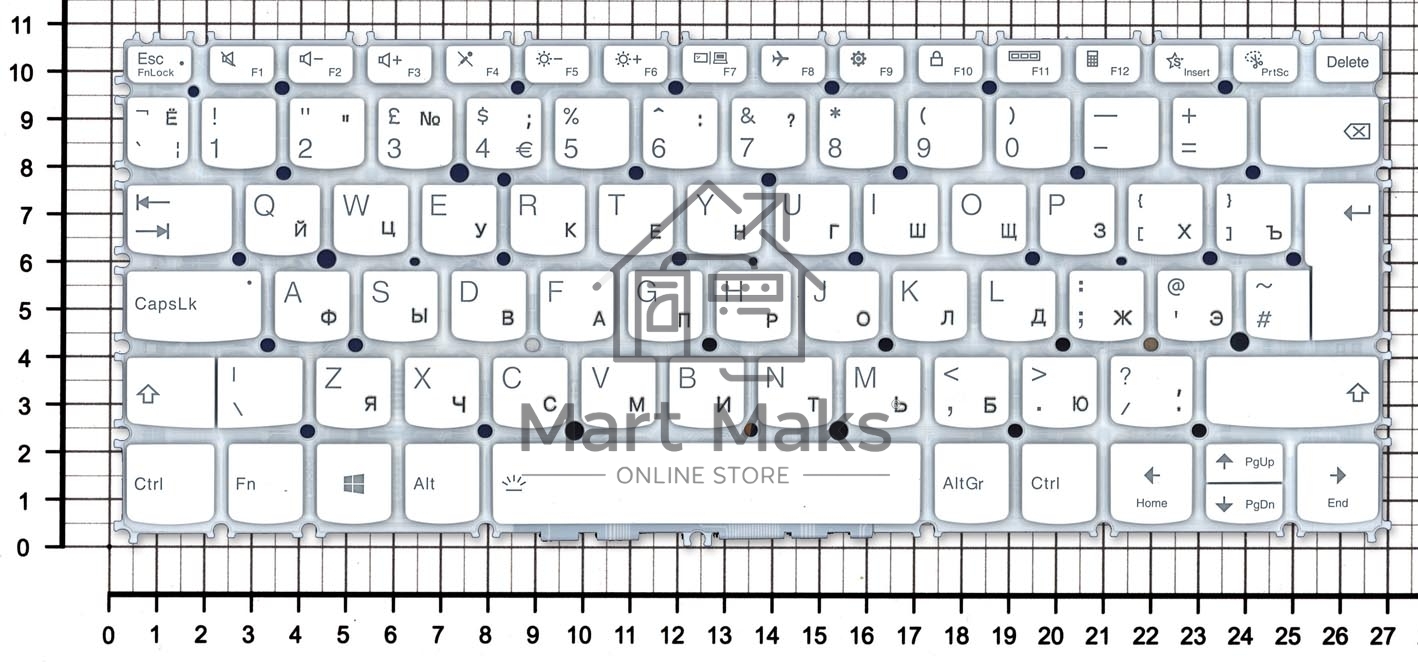 Клавиатура для ноутбука Lenovo Yoga Slim 7 Carbon 13ITL5, белая