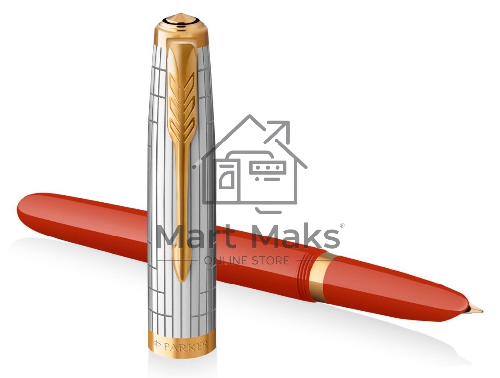 Ручка перьевая Parker 51 Premium (CW2169071) Red Rage GT F сталь нержавеющая, подарочная коробка