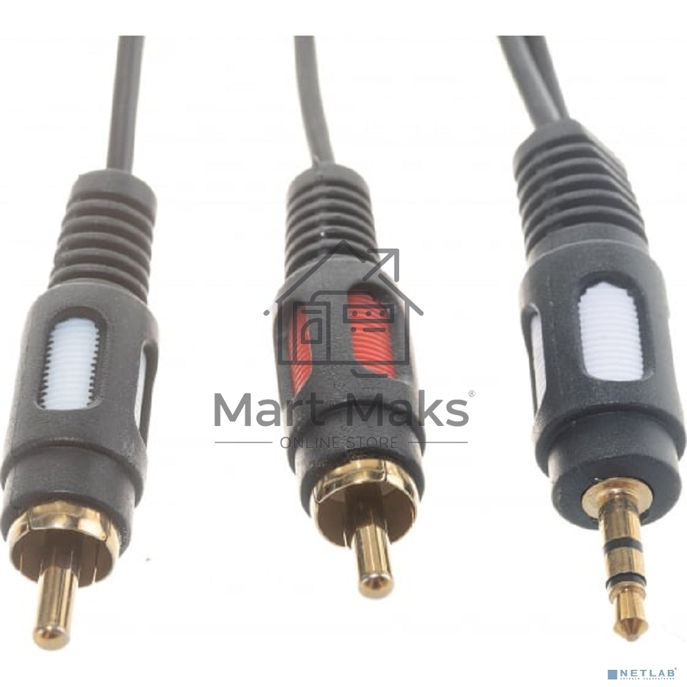 Шнур Стерео 3,5 мм - 2 RCA, длина 3 мeтра (GOLD) Rexant