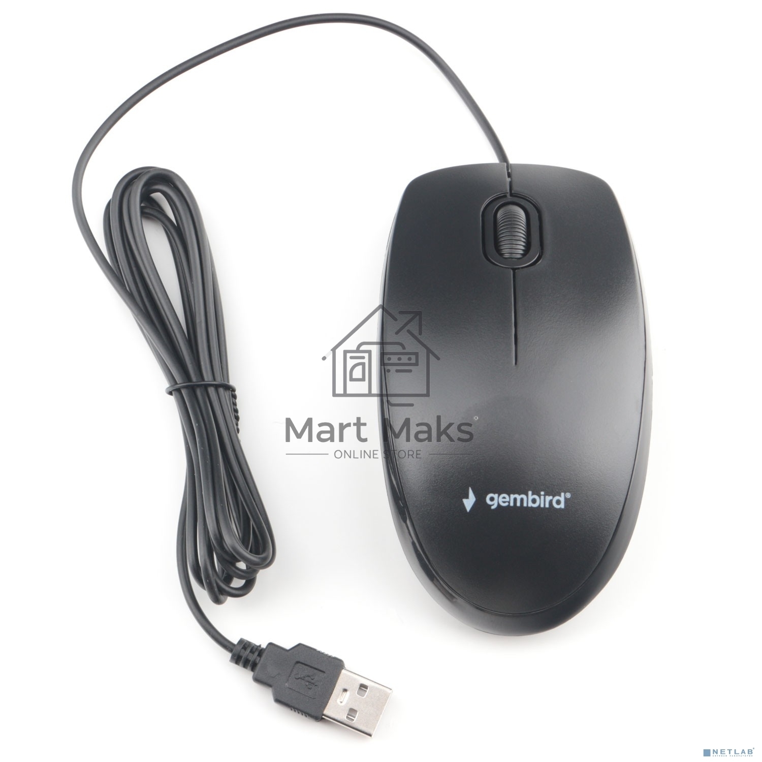 Мышь проводная Gembird MOP-200 черный, 1000 dpi, USB, кнопки - 3