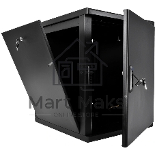 Шкаф телекоммуникационный настенный разборный ЦМО 12U (600 x 520) съемные стенки, дверь металл, черный (ШРН-М-12.500.1-9005)