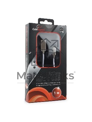 Кабель USB2.0 Cablexpert CC-P-mUSB02W-1M, AM/microB, серия Platinum, длина 1м, белый, блистер