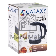 Чайник электрический Galaxy Line GL 0554, черный, стекло, 2000 Вт, 1,8 л, LED-подсветка, шкала уровня воды, корпус из термостойкого стекла