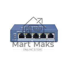 Коммутатор Hikvision DS-3E0505P-E, 4×1 Гбит/с PoE+ + 1×1 Гбит/с, неуправляемый
