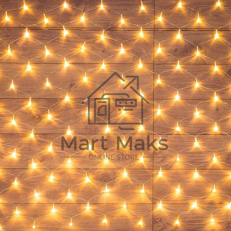 Гирлянда «Сеть» 1,5х1,5 м, прозрачный ПВХ, 96 LED теплый белый