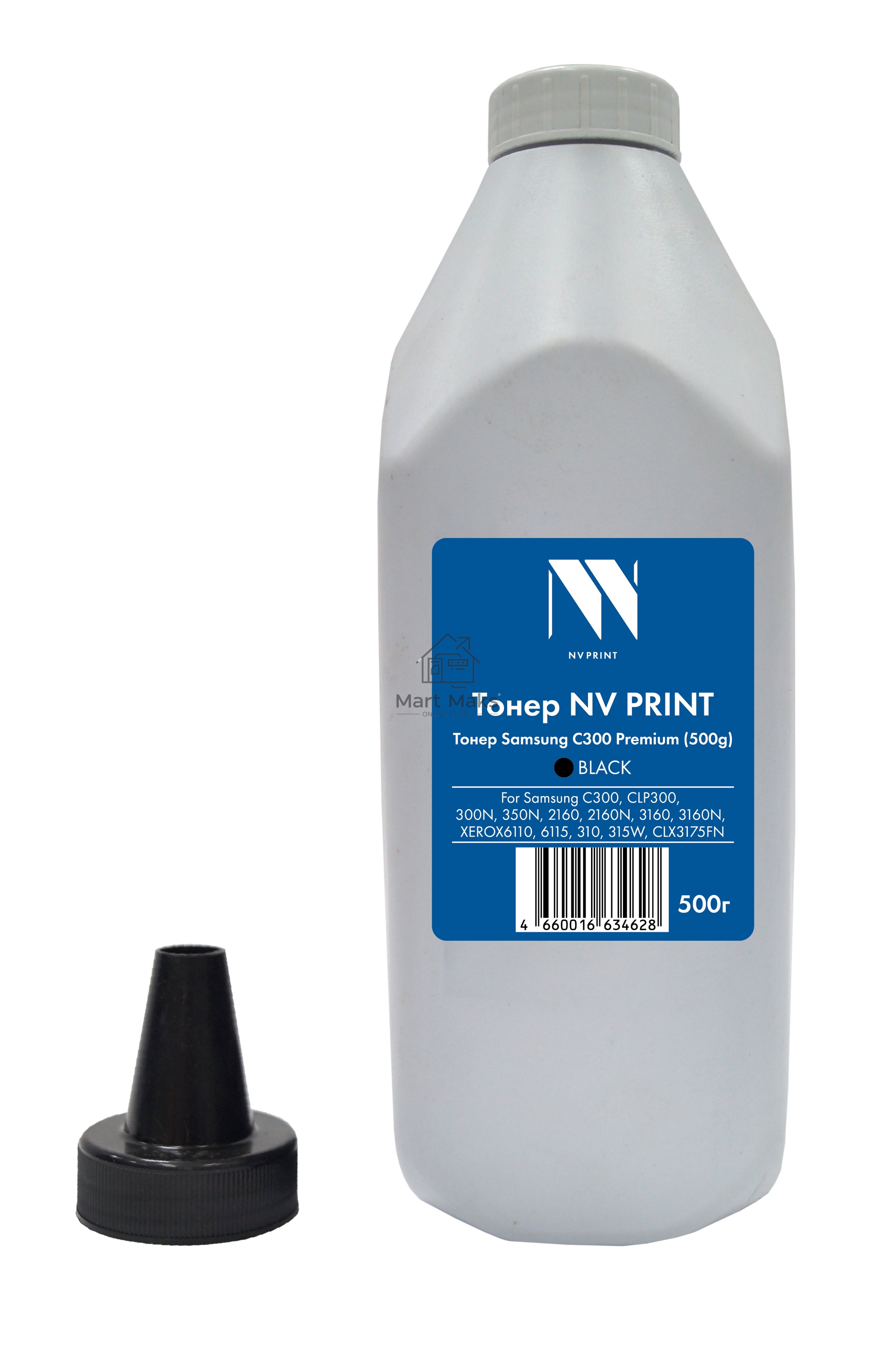 Тонер NVPrint для Samsung C300/CLP300/300N/350N/2160/2160N/3160/3160N/Xerox6110/6115/310/315W/CLX3175FN Premium (500 г) черный