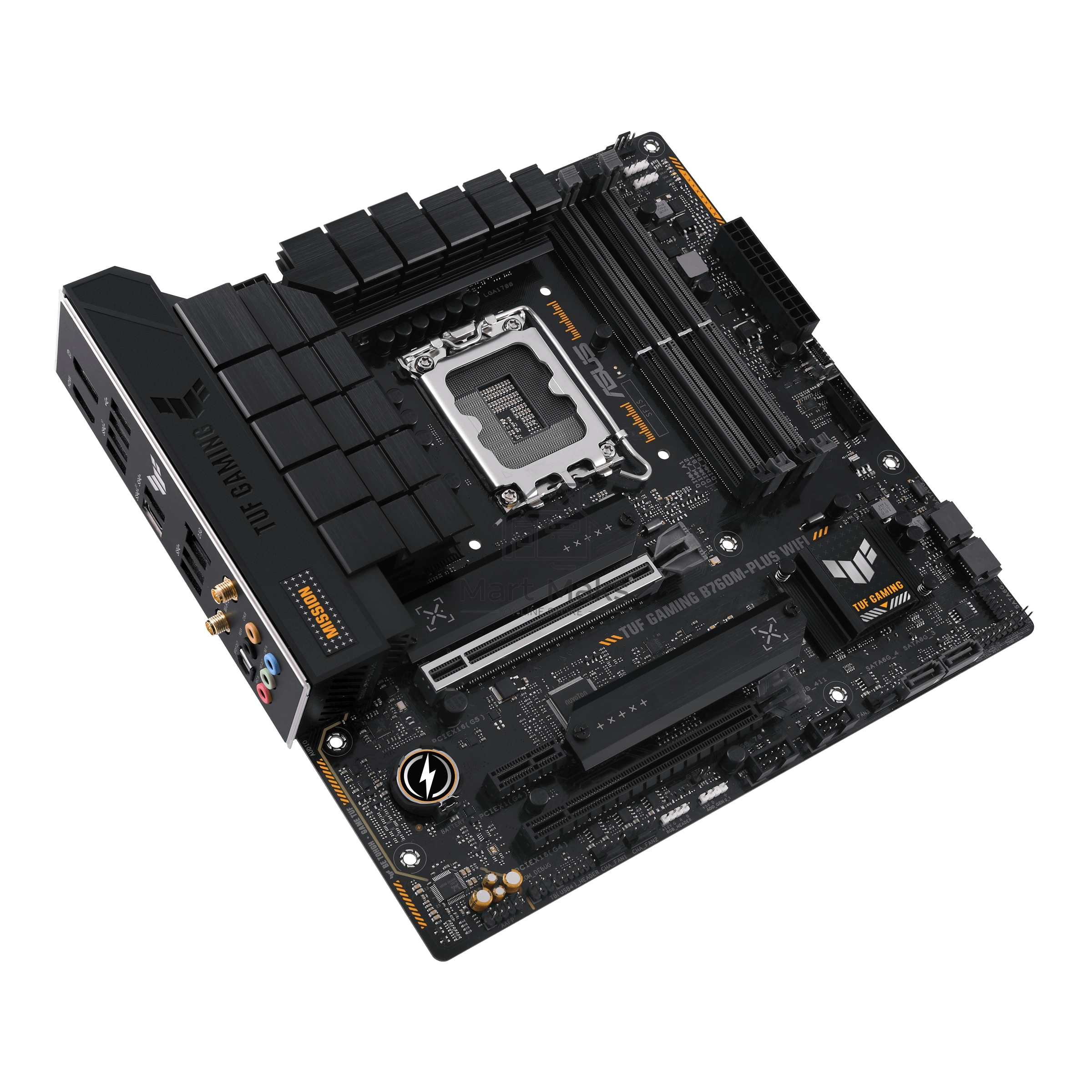 Материнская плата ASUS TUF GAMING B760M-PLUS WIFI, LGA 1700, Intel B760, 4xDDR5, 4xSATA, 2xM.2, 1xPCI-E 5.0 x16, 1xPCI-E 4.0 x4, 3xUSB-A 3.2 Gen 1, 2xUSB-A 3.2 Gen 2, 2xUSB 2.0, 1xUSB-C 3.2 Gen 2x2, 1x2.5Gb LAN, 5x3.5 мм, 7.1, Wi-Fi 6, Bluetooth 5.2, Micr