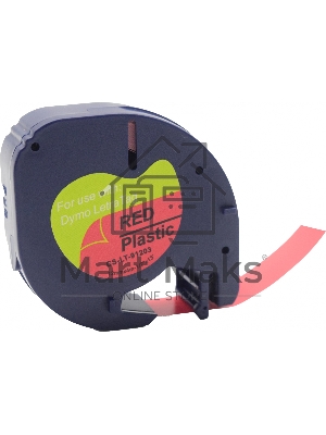 Картридж ленточный Cactus CS-LT-91203 черный шрифт, красный фон (12 мм, 4 м) для Dymo Letra Tag LT-100H