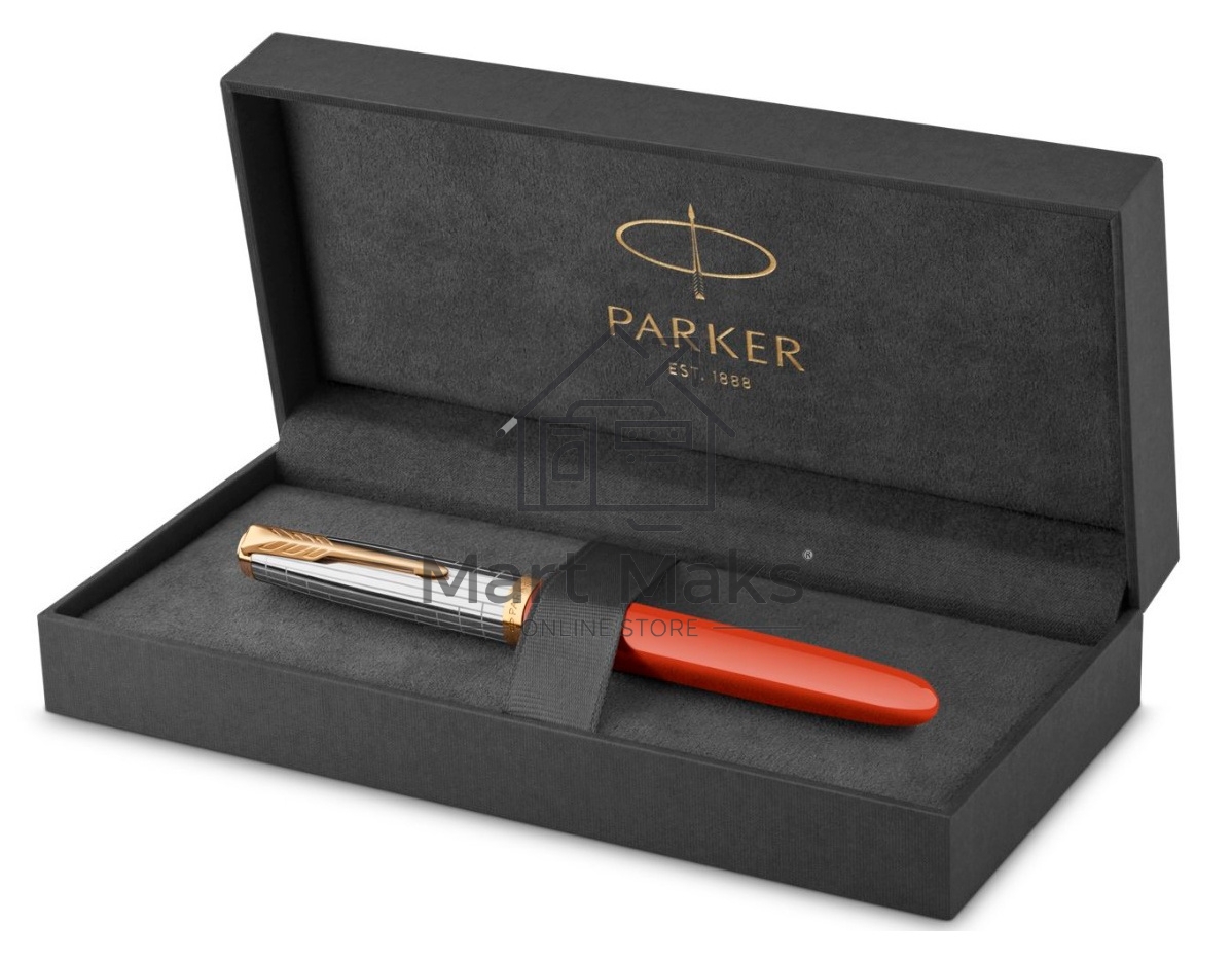 Ручка перьевая Parker 51 Premium (CW2169071) Red Rage GT F сталь нержавеющая, подарочная коробка
