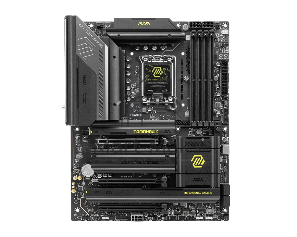 Материнская плата MSI MAG Z890 TOMAHAWK WIFI, LGA 1851, Intel Z890, 4xDDR5, 4xSATA, 4xM.2, 1xPCIe 5.0 x16, 2xPCIe 4.0 x4, 1xHDMI, 2xUSB-C Thunderbolt 4, 1xUSB-C 3.2 Gen 2, 3xUSB-A 3.2 Gen 2, 4xUSB-A 3.2 Gen 1, 1x 5Gb LAN, 2x3.5 мм, 7.1, ATX