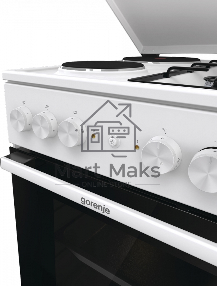 Плита комбинированная Gorenje GK5A12WG белый, конфорок 2 газовых и 2 электрических, духовка 68 л, 50 см x 85 см x 59.4 см