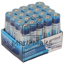 Батарейки щелочные/алкалиновые Gembird Gb-LR03-20B, тип AAA, 20шт, коробка