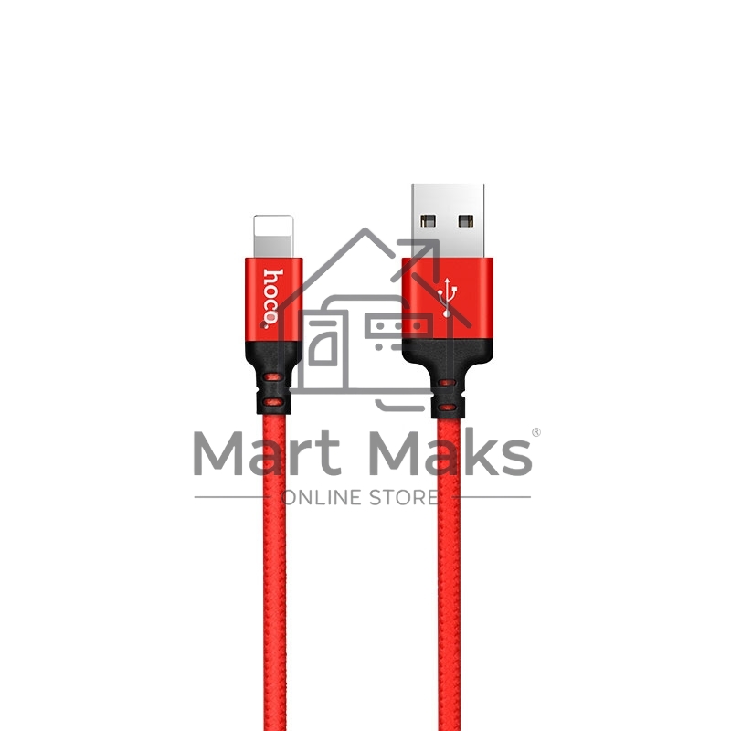 Кабель HOCO X14 USB 2.0, AM/Lightning M, черно-красный, 1м