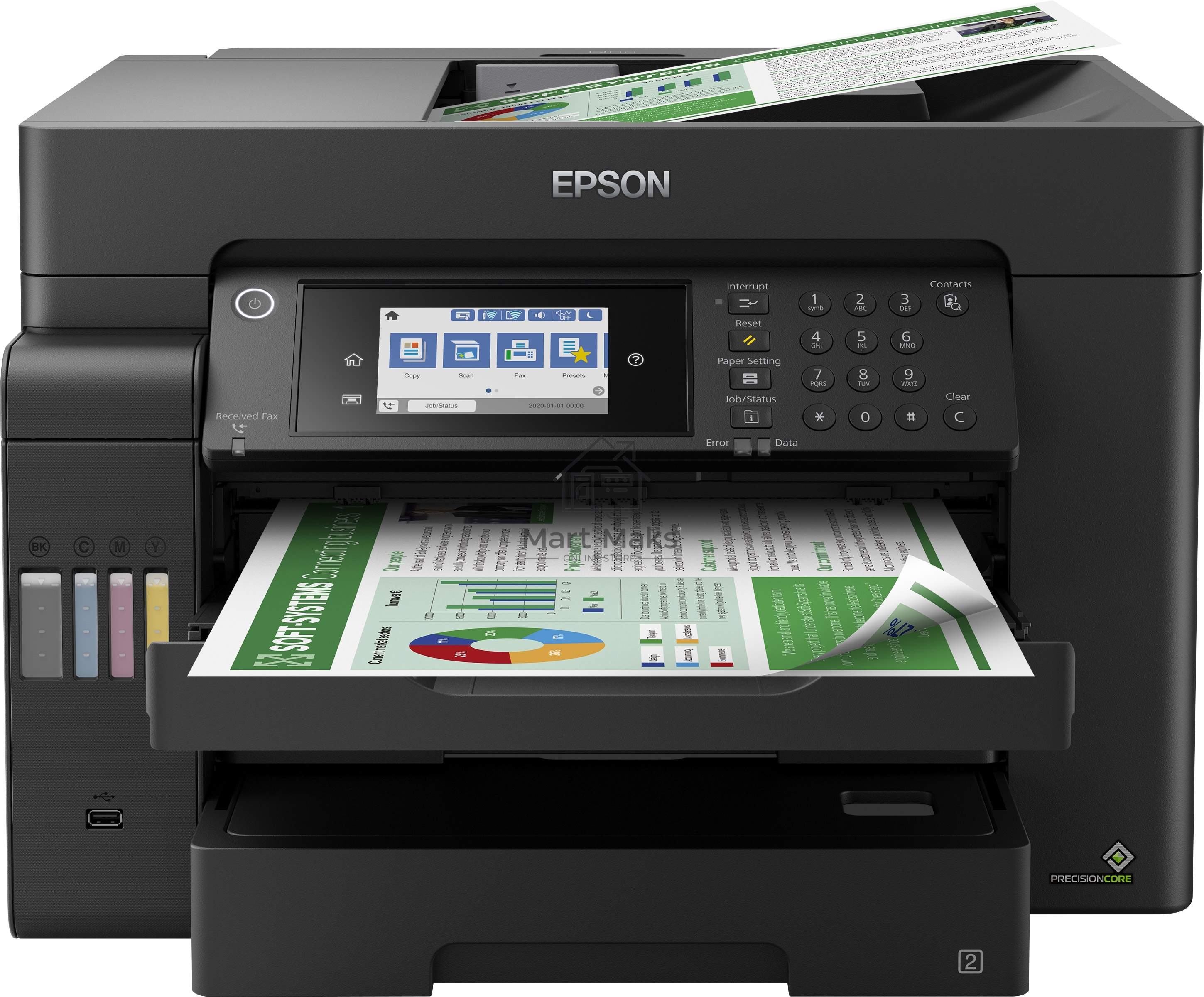 МФУ струйный Epson L15150, (A3, ADF, duplex, 35 стр./мин., Ethernet, Wi-Fi черный)