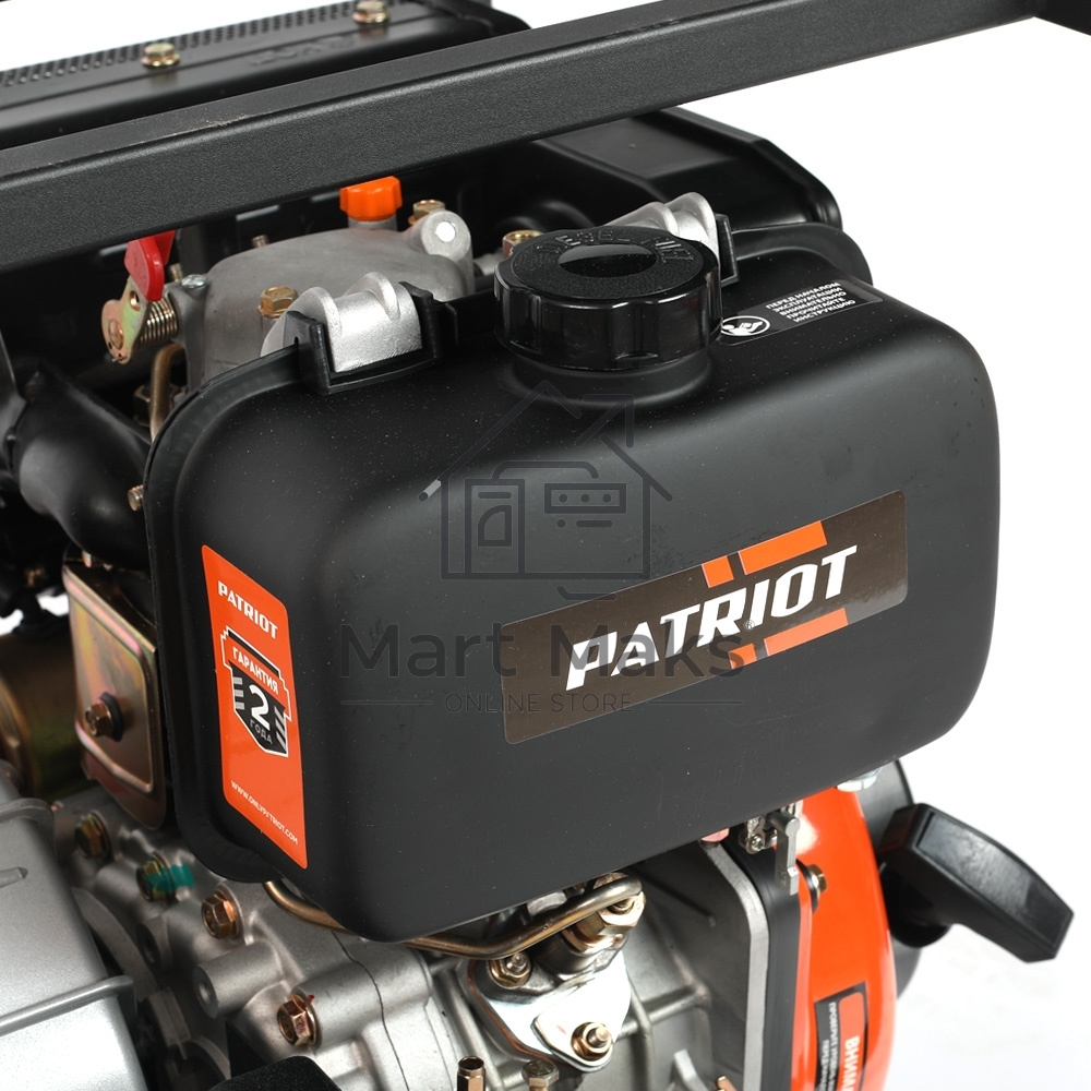 Мотопомпа PATRIOT MPD 3072 SFE4т дизель 296см3 5.7лс 75м3/ч 1200л/м глуб.8м напор25м 3'' бак3.5л