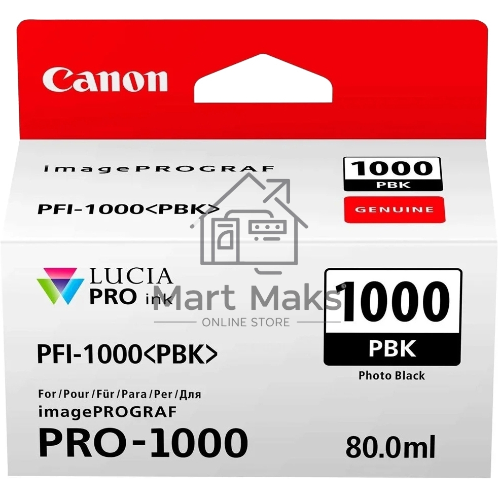 Картридж струйный Canon PFI-1000 PBK для IJ SFP PRO-1000 WFG. Фото черный. 80 мл.