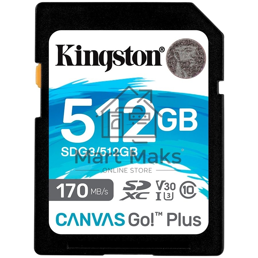 Флеш карта SD 512GB Kingston SDXC Class 10 UHS-I U3 V30 Canvas Go Plus 170MB/s