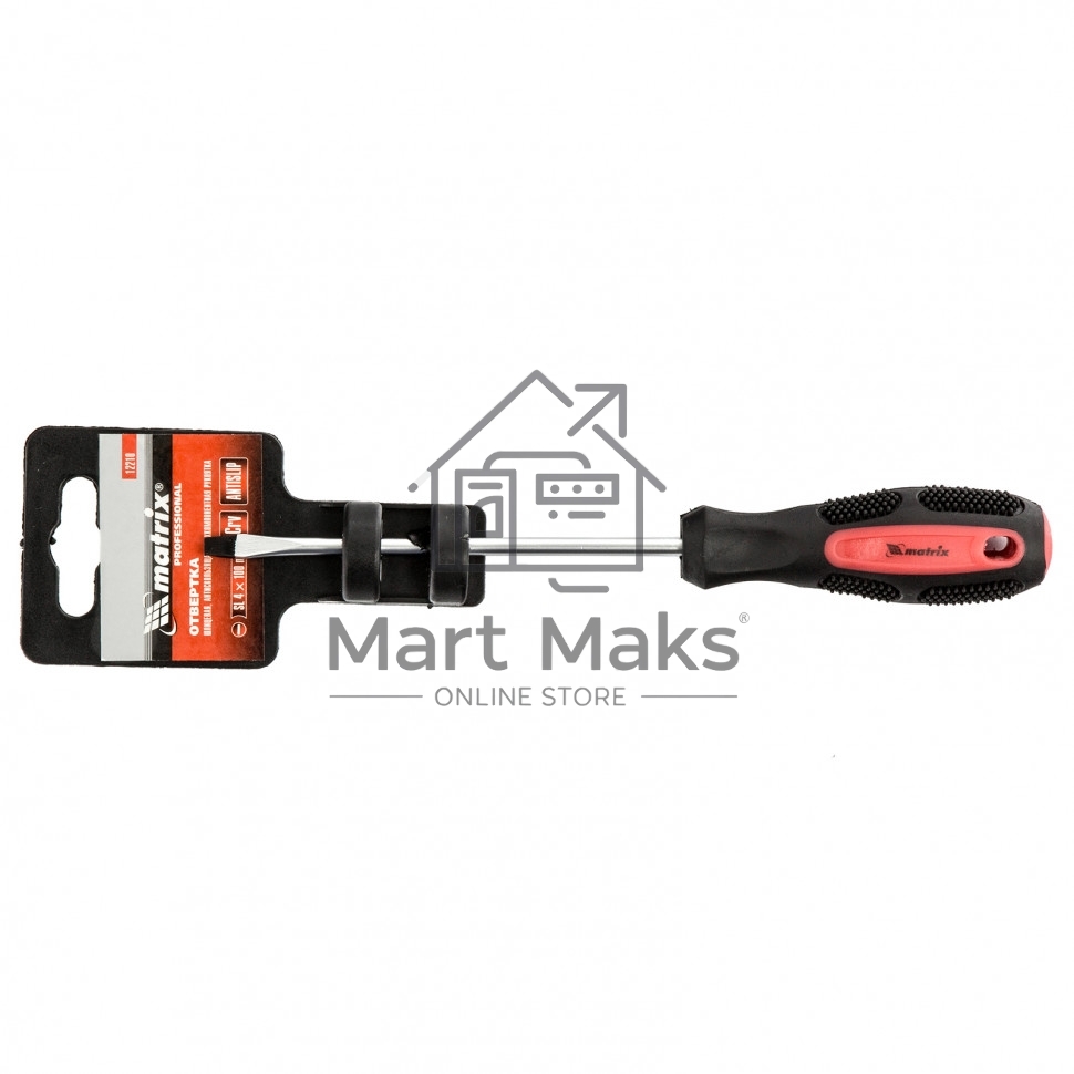 Отвертка Anti-Slip, SL4,0 х 100 мм, CrV, двухкомп. рукоятка Matrix