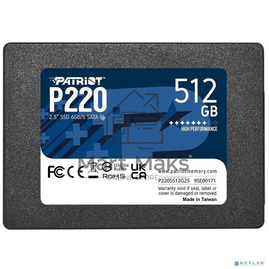 Накопитель SSD Patriot P220, 512GB, SATA III, 2.5