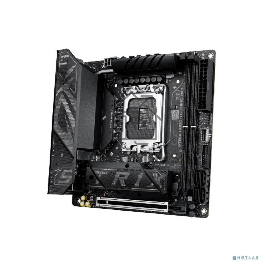 Материнская плата ASUS ROG STRIX B860-I GAMING WIFI, LGA1851, Intel B860, 2xDDR5, 4xSATA, 2xM.2, 1xPCIe 5.0 x16, 1xDP, 1xHDMI, 1xThunderbolt 4, 1x2.5Gb LAN, Wi-Fi 7, 2xUSB 2.0, 3xUSB 3.2 Gen 1, 1xUSB 3.2 Gen 2, 1xUSB 3.2 Gen 2x2, 1xUSB-C, 1xS/PDIF, 2x3.5 
