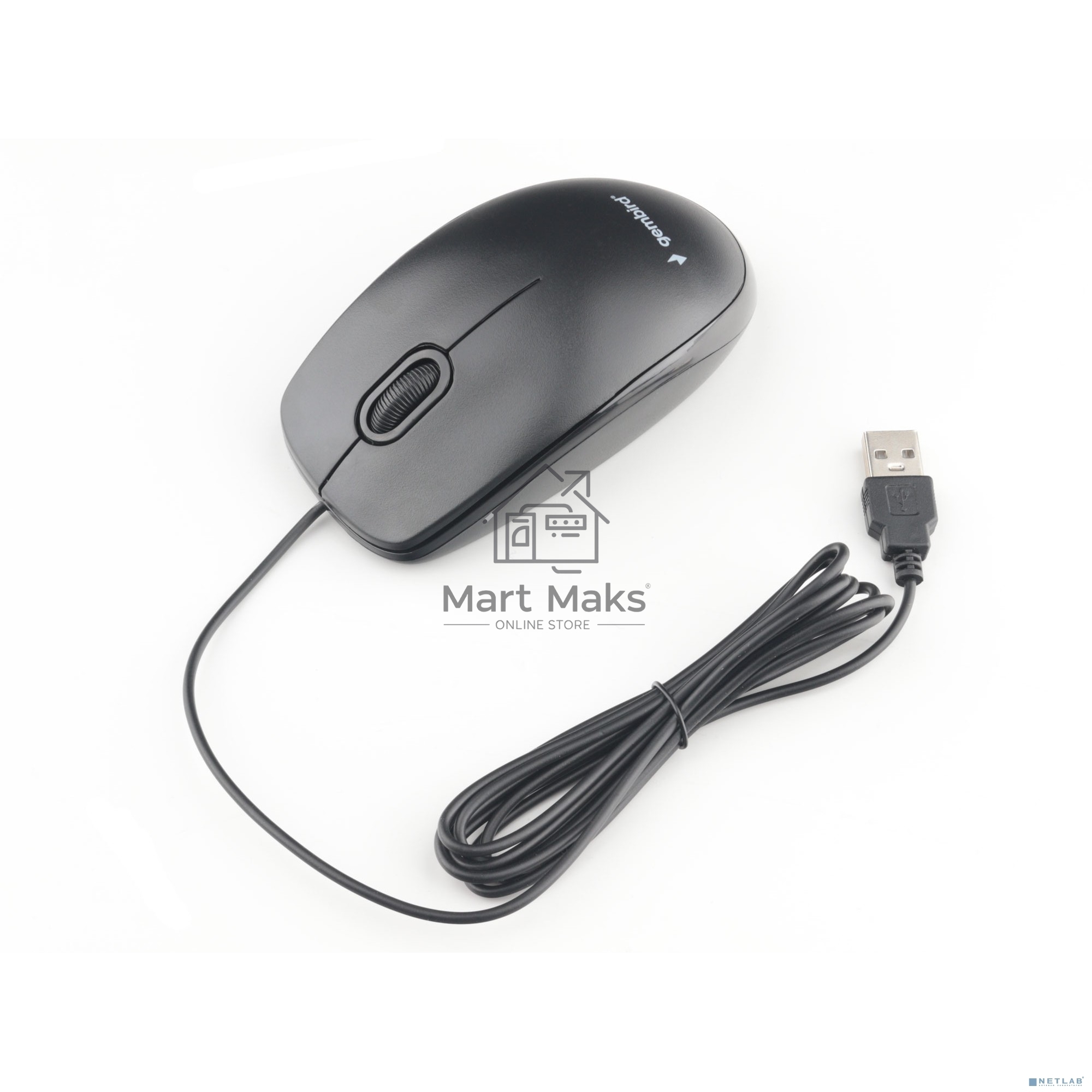Мышь проводная Gembird MOP-200 черный, 1000 dpi, USB, кнопки - 3
