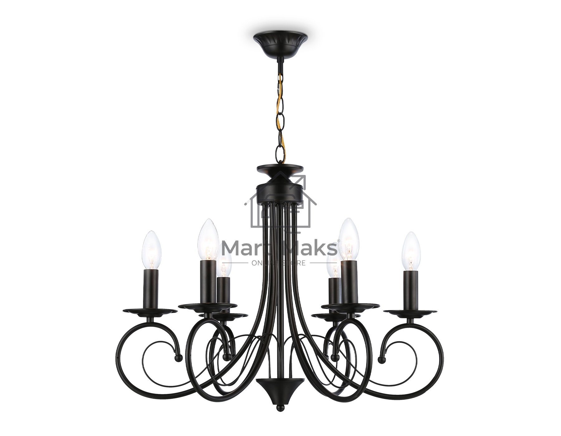 Светильник Ambrella light TR9612/6 BK черный E14/6 max 40W D560*650