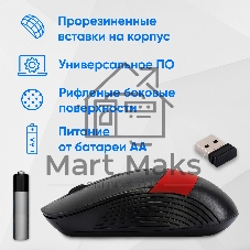 Мышь беспроводная Oklick 310MW черный/красный, 3200 dpi, радиоканал, USB, кнопки - 4