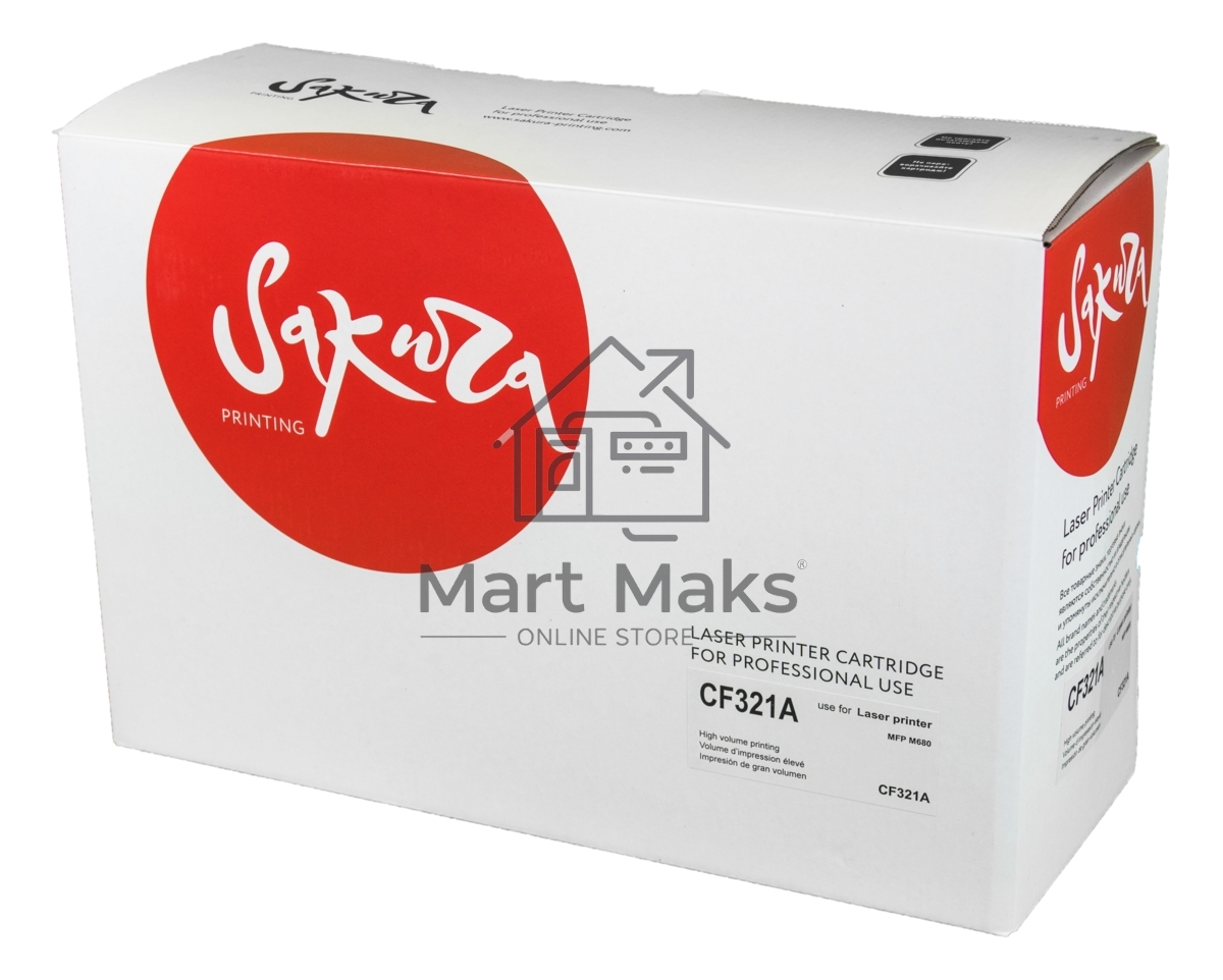 Картридж лазерный Sakura CF321A для HP Color LaserJet Enterprise M680dn, M680f, M680z, синий, 16 500 к.