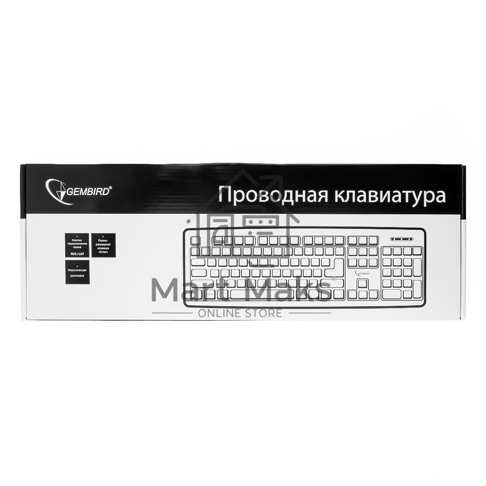 Клавиатура Gembird KB-8320U-Ru_Lat-BL, черный, USB, кнопка переключения RU/LAT,104 клавиши
