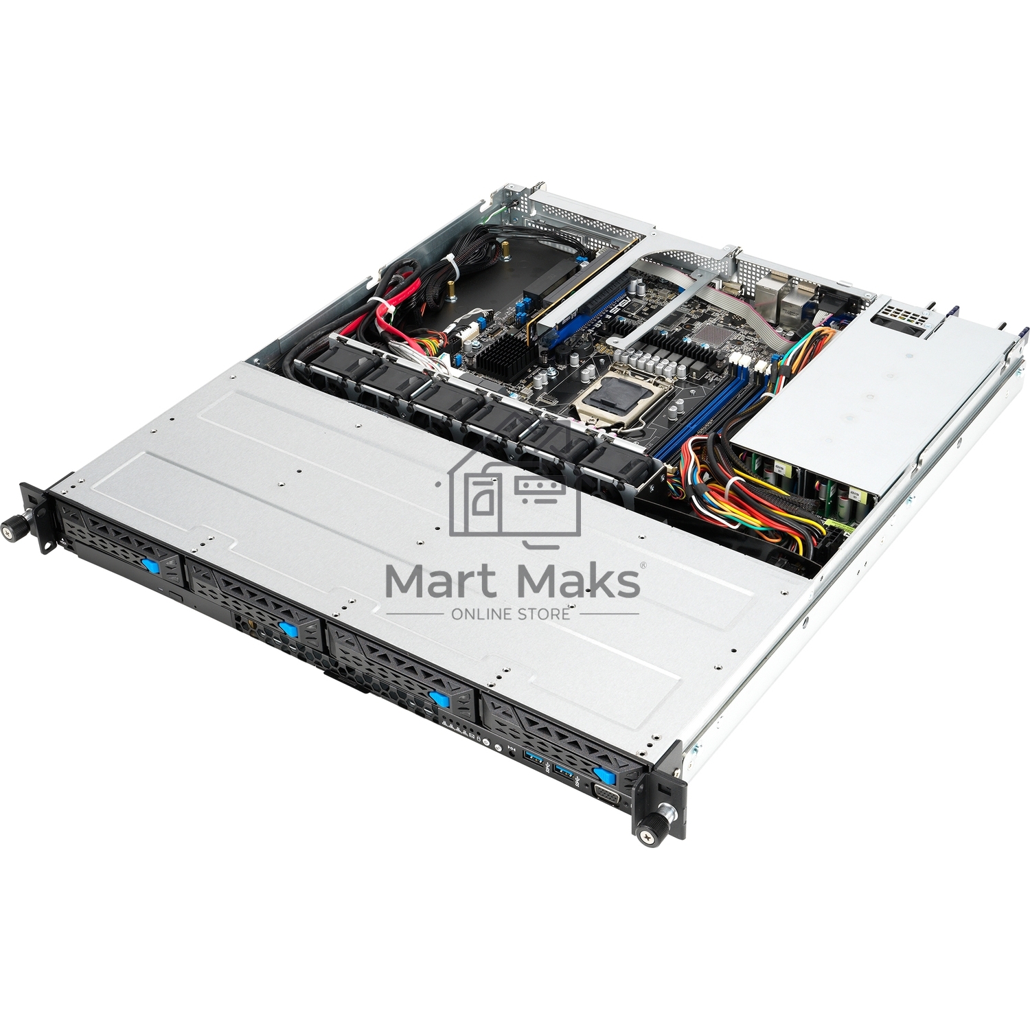 Платформа Asus RS300-E11-RS4 1U, LGA1200, 4xDDR4, 4x3.5 (1xSFF8643, 2xOcuLink on the backplane,), DVDRW, 2x1GbE, 1xM.2 SATA/PCIE 2280, optional ASMB10-iKVM, HDMI (from CPU), 2x450W