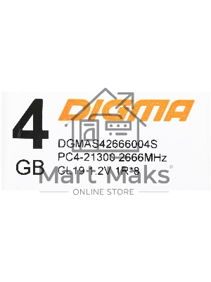 Оперативная память Digma, DDR4, 4Gb (1x4Gb), 2666MHz, CL19, SO-DIMM