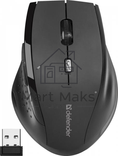 Мышь беспроводная Defender Accura MM-365 черный, 1600 dpi, радиоканал, USB, кнопки - 6
