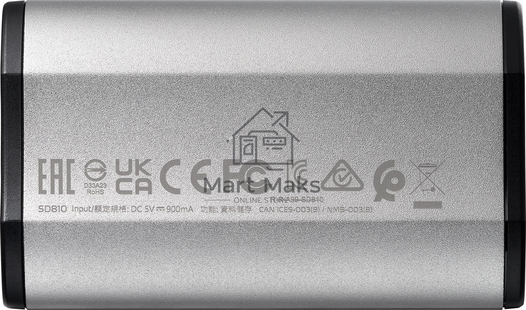 Внешний накопитель SSD A-DATA SD810, External, USB 3.2 Type-C, 500GB [R/W -2000/2000 MB/s] серый