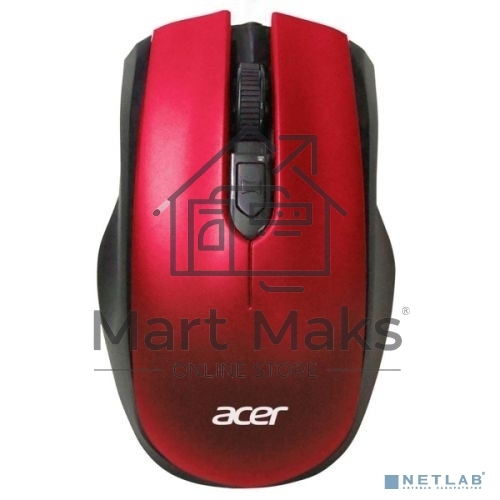 Мышь беспроводная Acer OMR032 черный/красный, 1600 dpi, радиоканал, USB, кнопки - 4