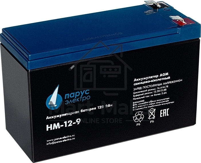 Батарея Парус-электро HM-12-9 (AGM/12В/9,0Ач/клемма F2)