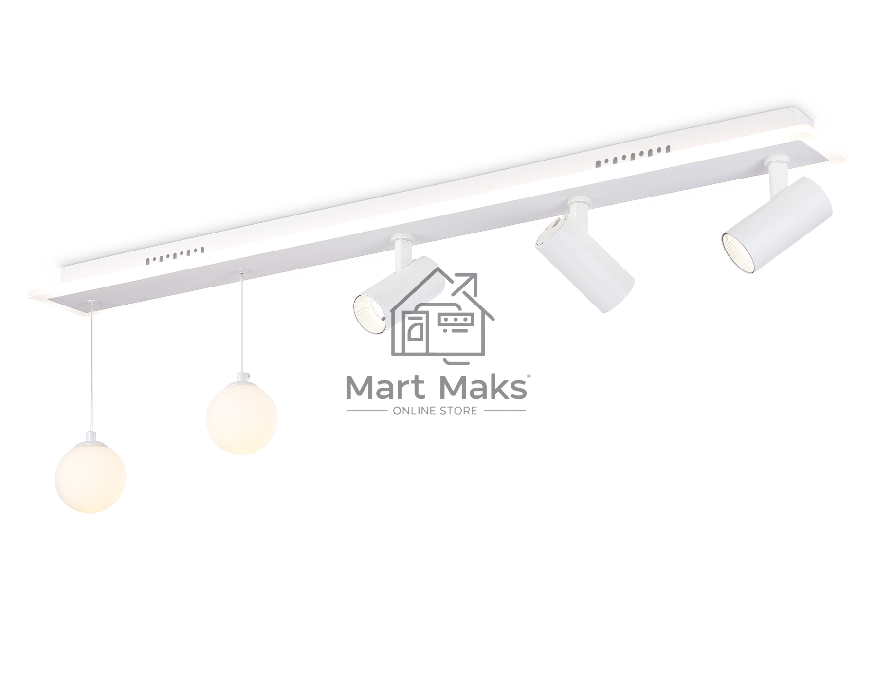 Потолочный светодиодный светильник Ambrella light FL66201/1+5 WH белый 67W 3000K-6400K+G9/2 1000*100*400 (ПДУ ИК)