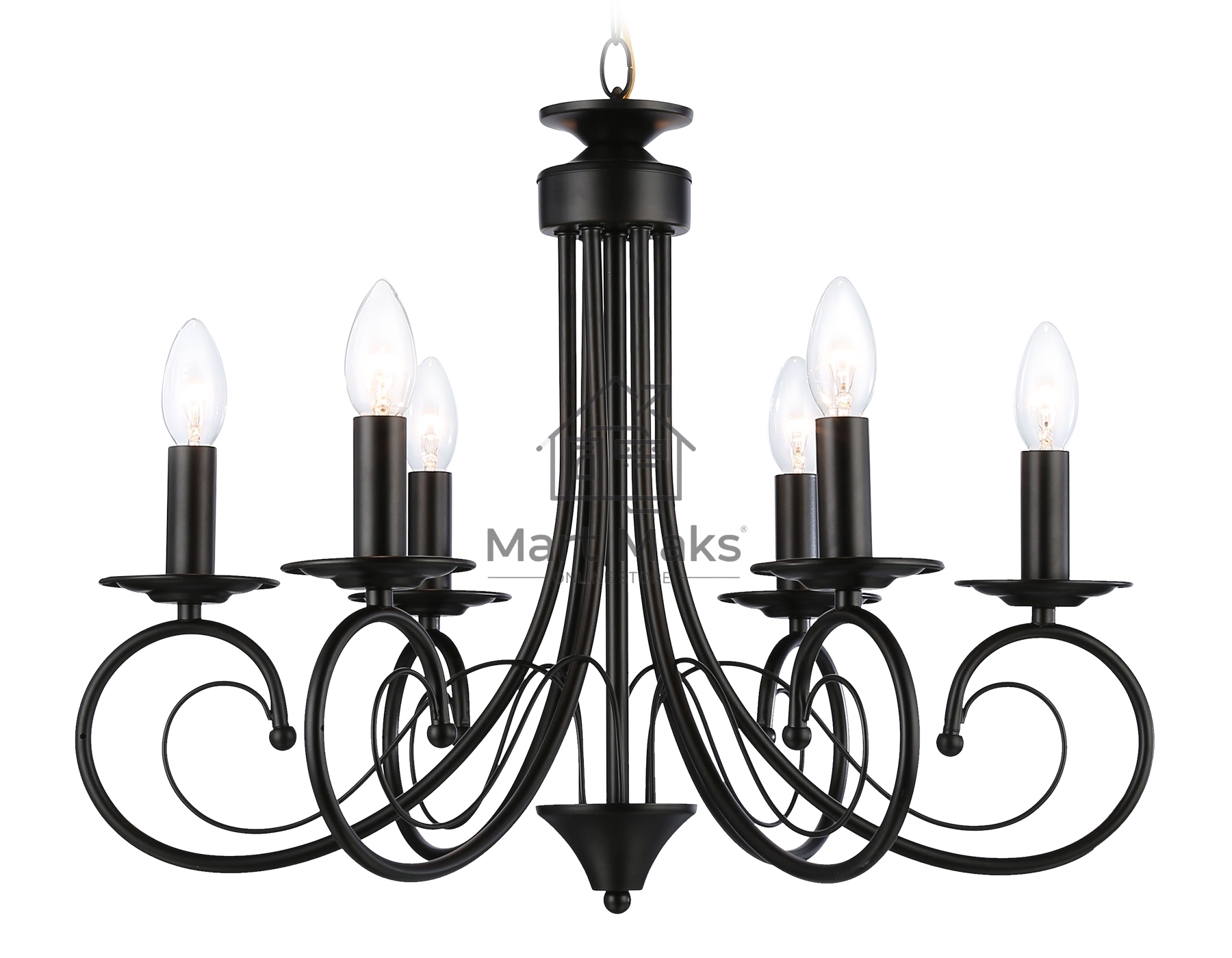 Светильник Ambrella light TR9612/6 BK черный E14/6 max 40W D560*650