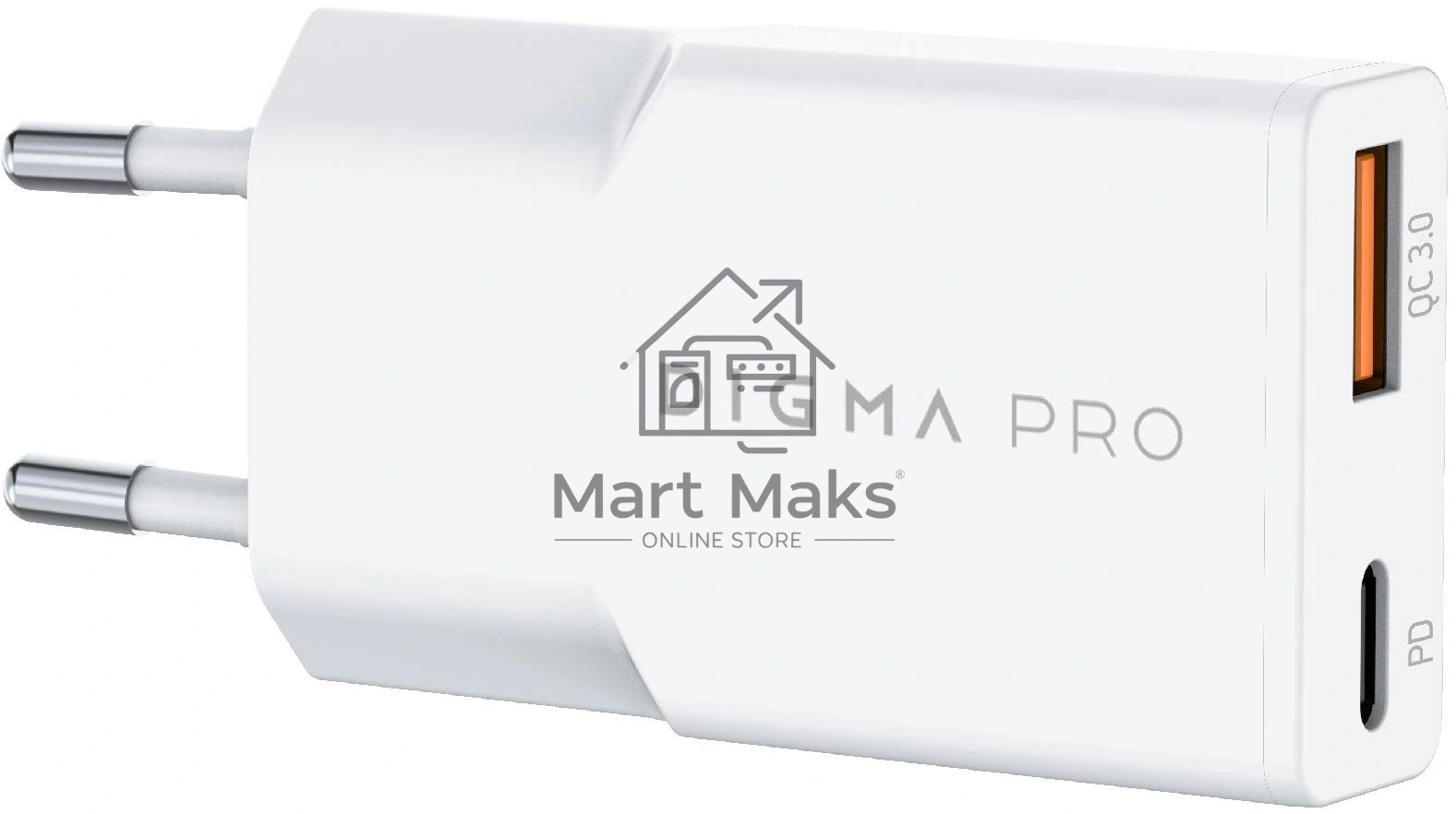 Сетевое зарядное устройство Digma Pro DPW3A 30W 3A (PD+QC) USB-C/USB-A универсальное белый (DPW3A3GX11WH)