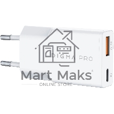 Сетевое зарядное устройство Digma Pro DPW3A 30W 3A (PD+QC) USB-C/USB-A универсальное белый (DPW3A3GX11WH)