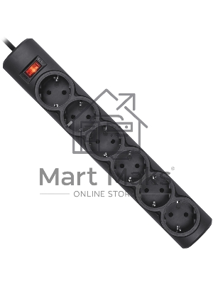 Сетевой фильтр Defender DFS 155/6 розеток/черный/5.0 м