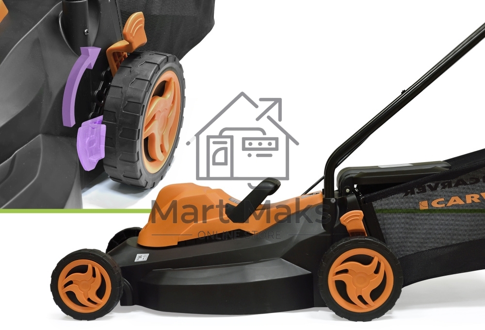 Газонокосилка CARVER LME-1437 эл. 1400Вт ширина 37см рег.высоты травосборник 35л